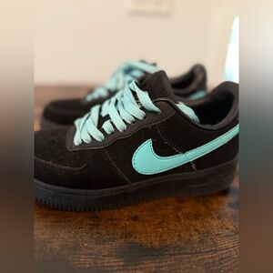 Black & Baby BlueSneakers with Light Blue Laces